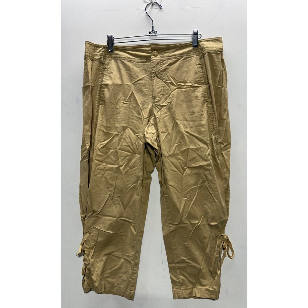Axcess Stretch Khaki Capri Pants Size 14 Women's - Adjustable Side Ties on Calf